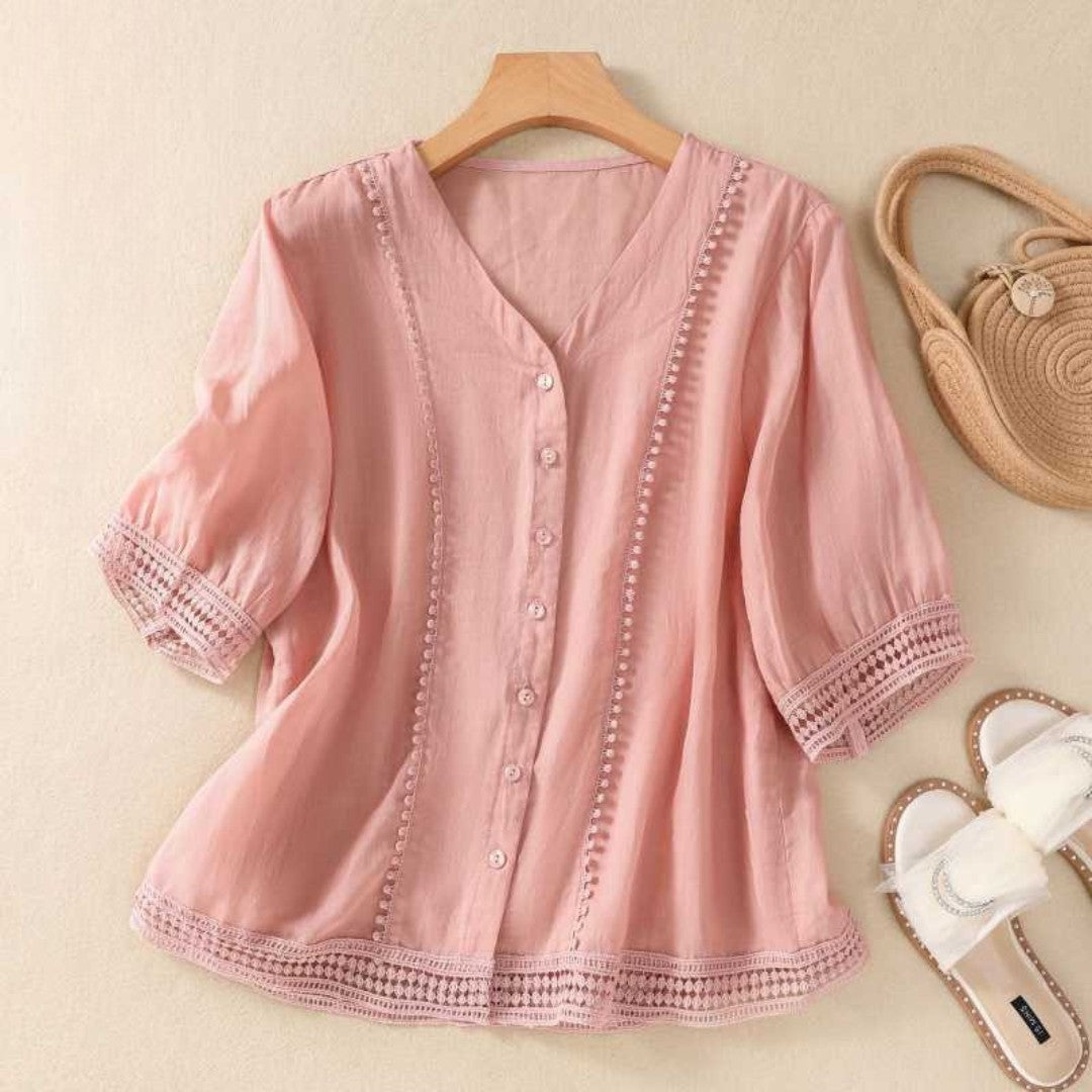 Laurienne™ | Blouse Dentelle Boutonnée