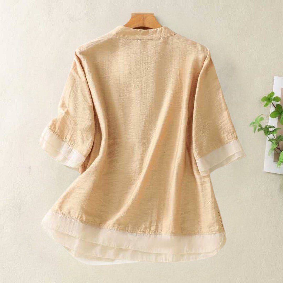 Laurienne™ | Blouse Boutonnée à Col Mao