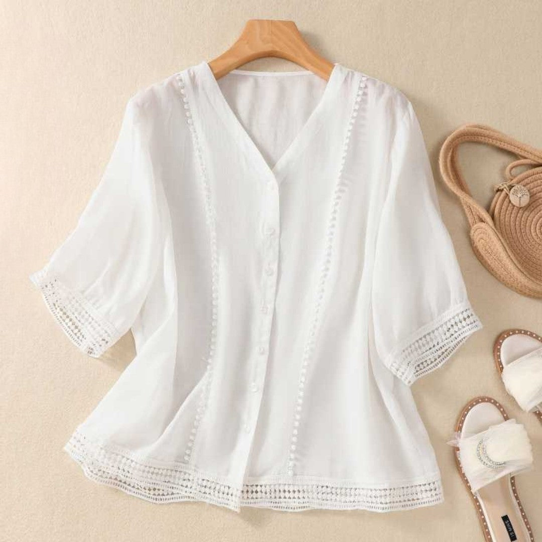 Laurienne™ | Blouse Dentelle Boutonnée