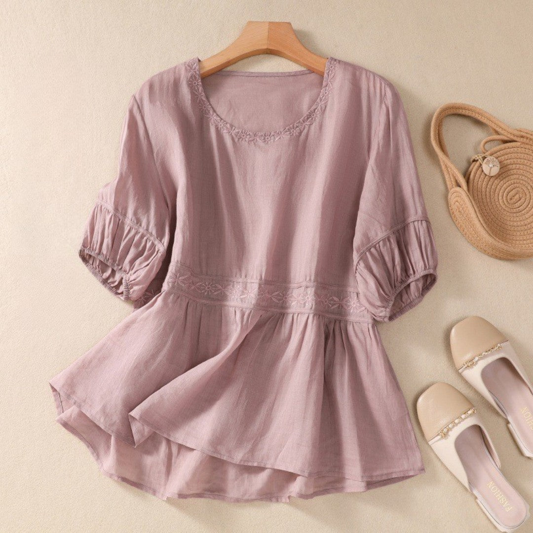 Laurienne™ | Blouse Évasée Brodée