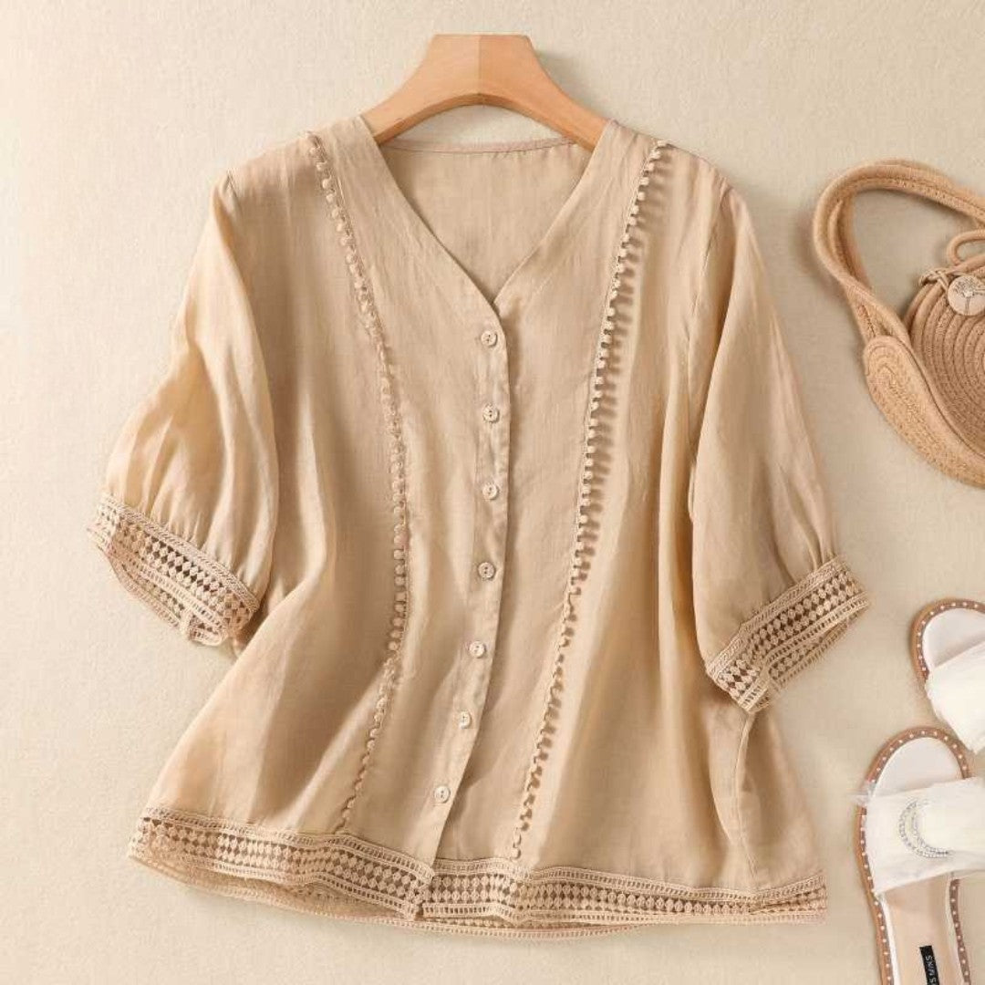 Laurienne™ | Blouse Dentelle Boutonnée