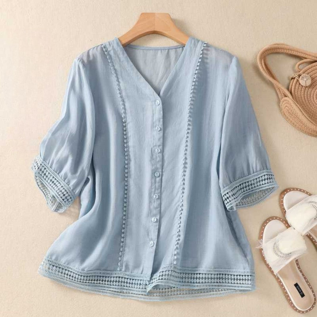 Laurienne™ | Blouse Dentelle Boutonnée