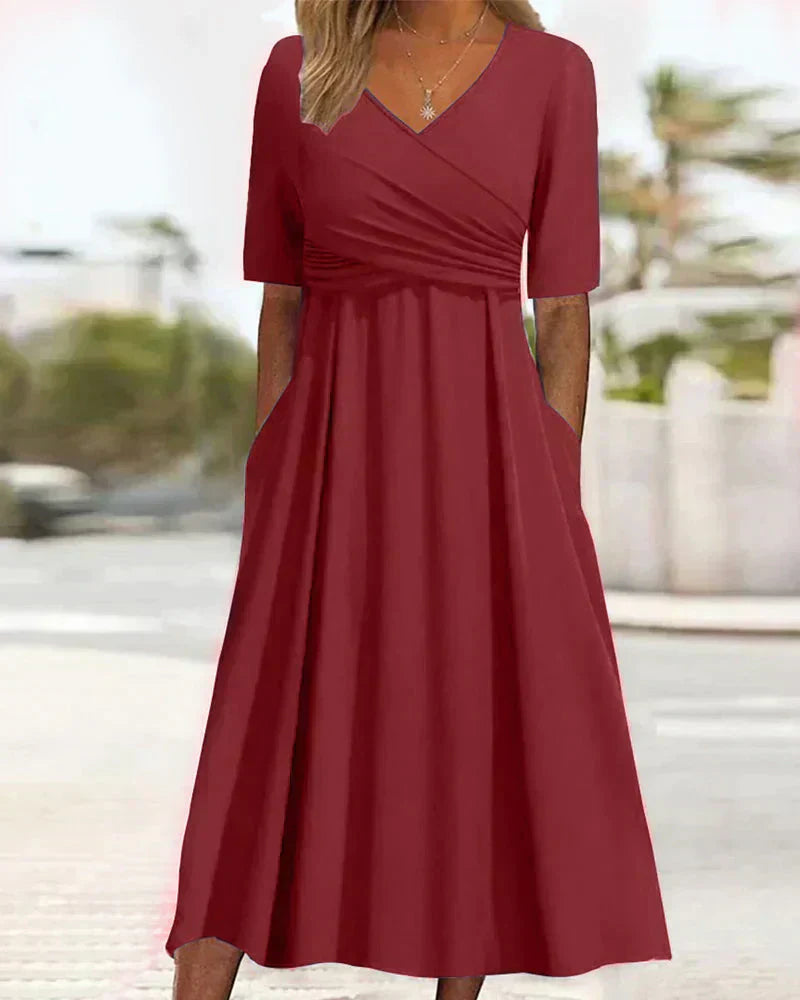 Anna™ | Robe Croisée à Manches Courtes