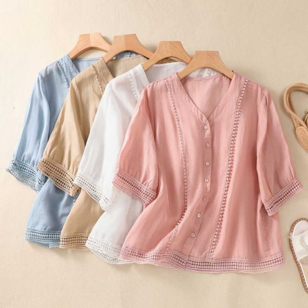 Laurienne™ | Blouse Dentelle Boutonnée