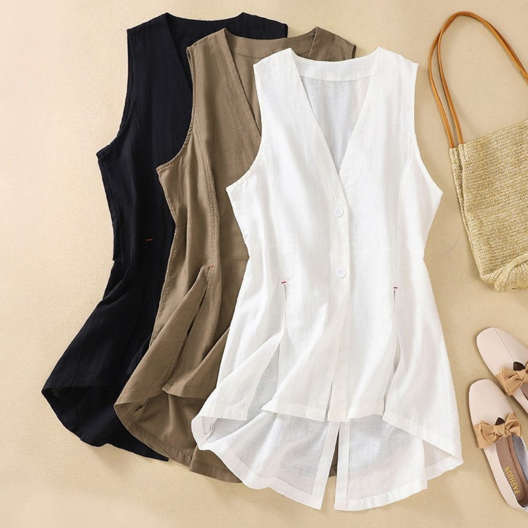 Laurienne™ | Gilet Sans Manches Boutonné