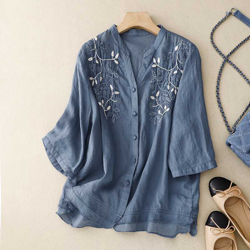Laurienne™ | Blouse Brodée Boutonnée