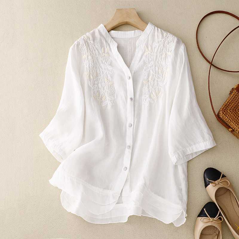 Laurienne™ | Blouse Brodée Boutonnée