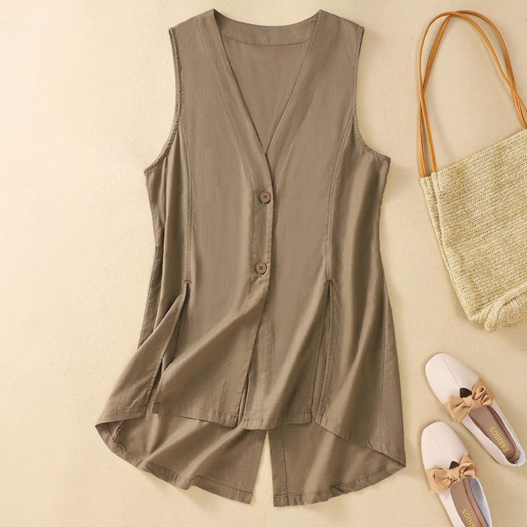 Laurienne™ | Gilet Sans Manches Boutonné