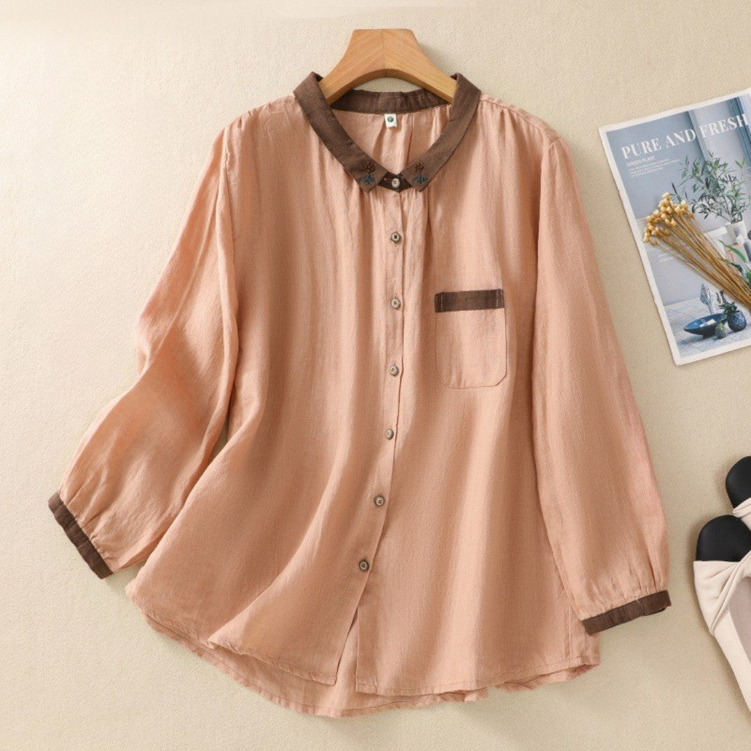 Laurienne™ | Blouse Contrastée Boutonnée