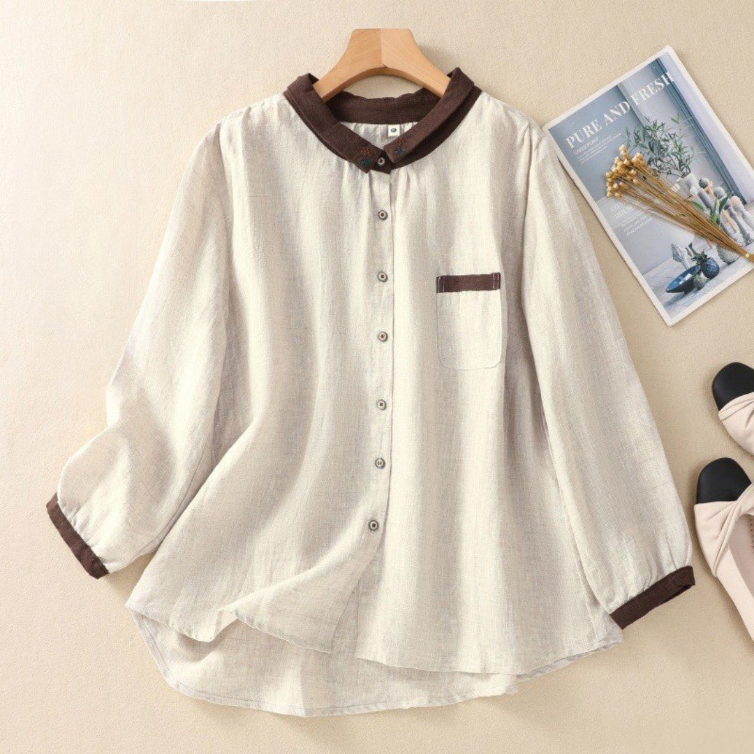 Laurienne™ | Blouse Contrastée Boutonnée