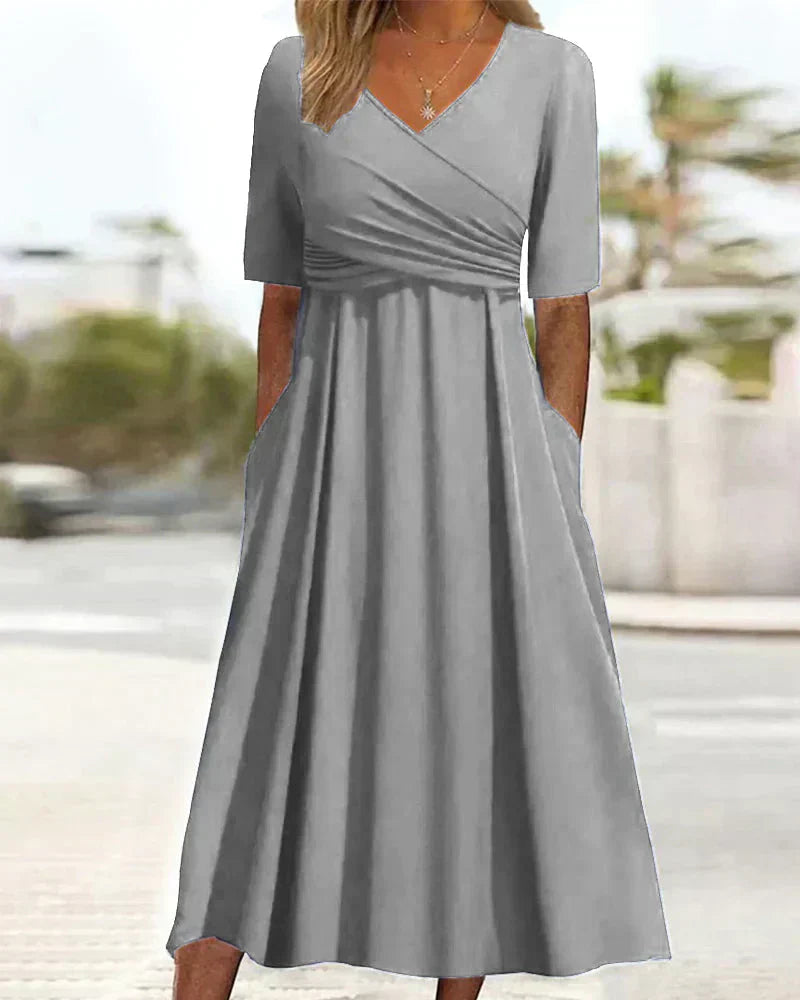 Anna™ | Robe Croisée à Manches Courtes