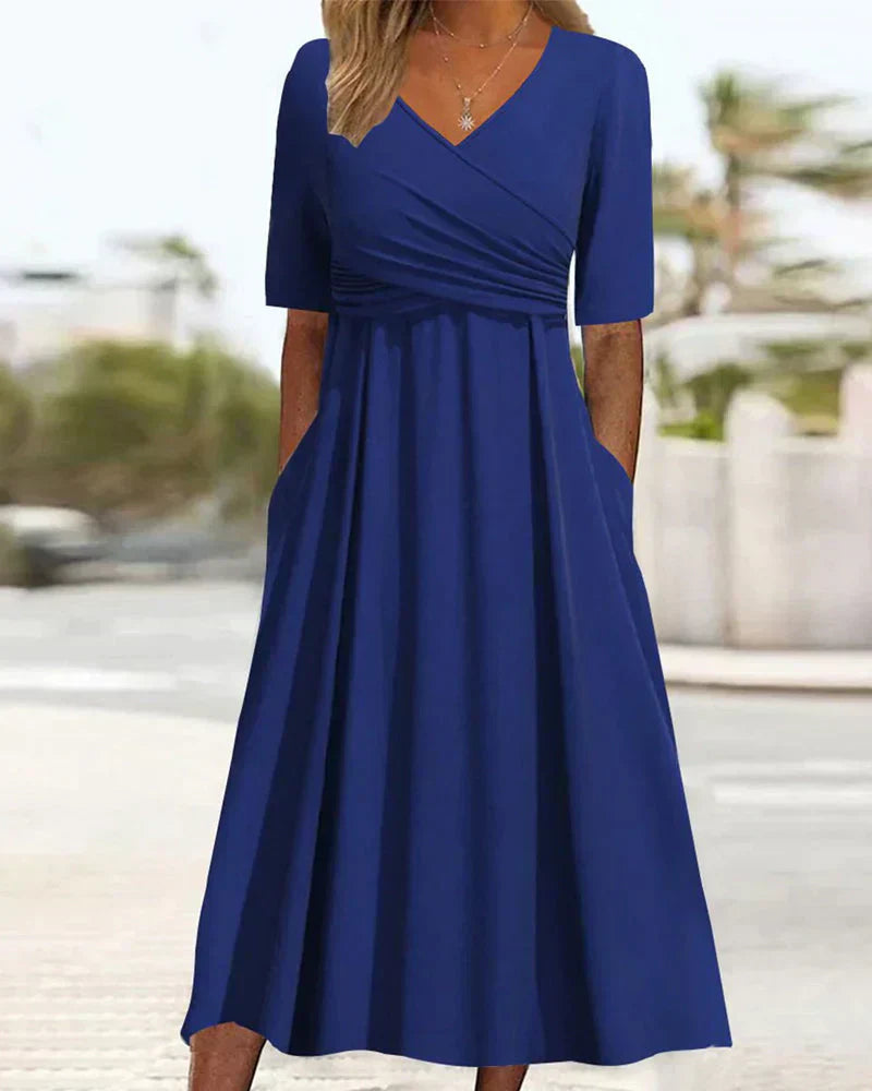 Anna™ | Robe Croisée à Manches Courtes